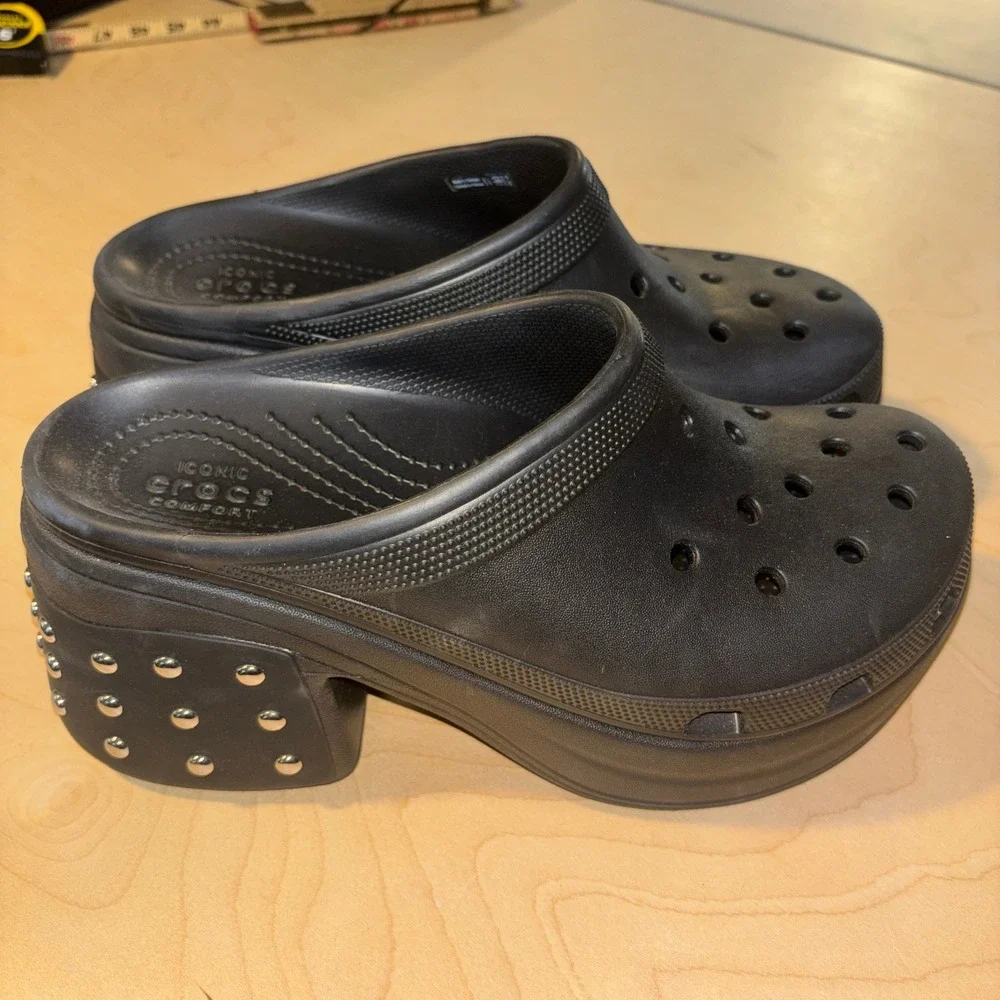 Crocs Siren Studded Heel Clogs Mens Sz 9 Womens 11 Black Studded Punk Goth